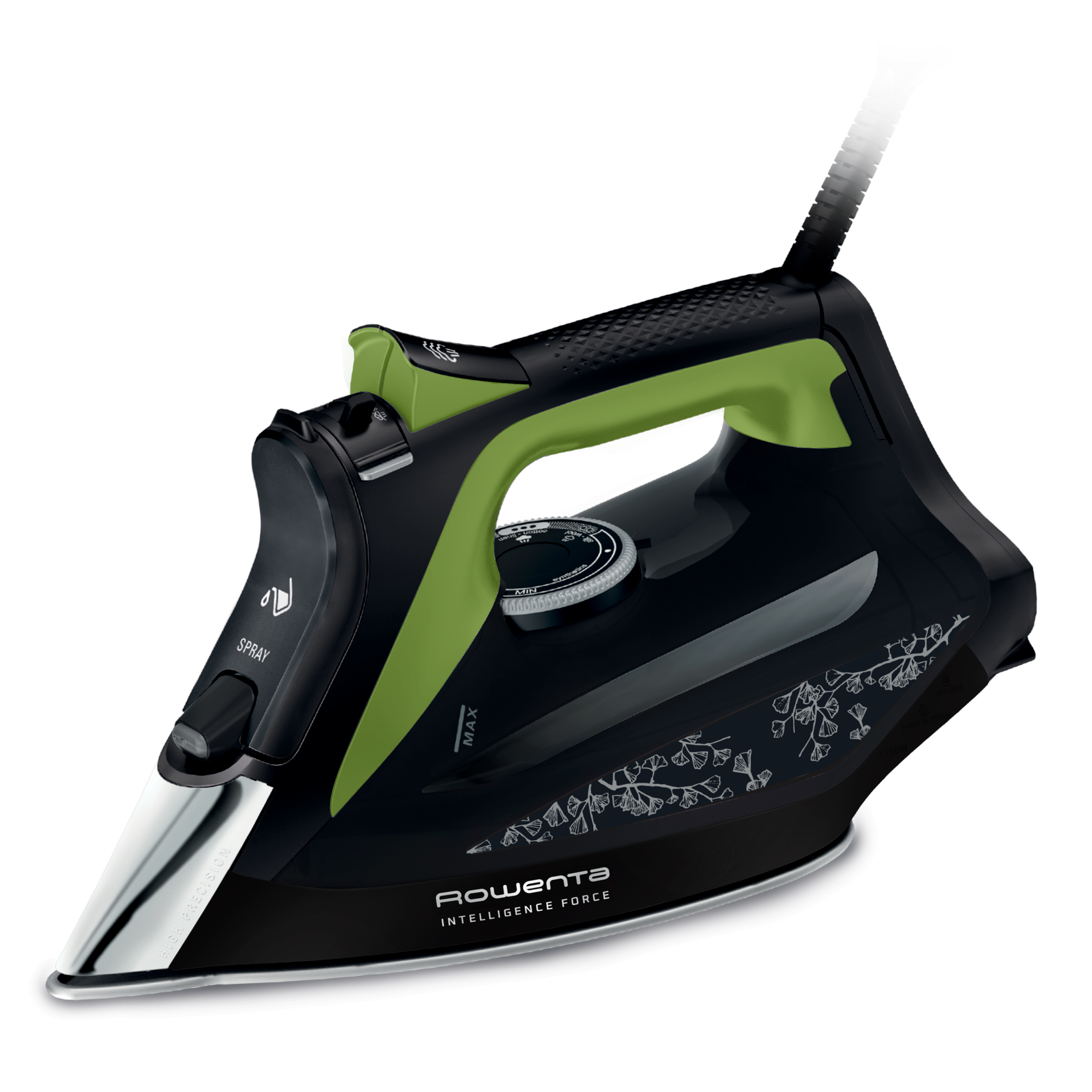 Intelligence Force de Rowenta, Plancha de vapor, suela Microsteam 400 HD 3D, función de autoapagado, protección antigoteo, vapor vertical, función antical