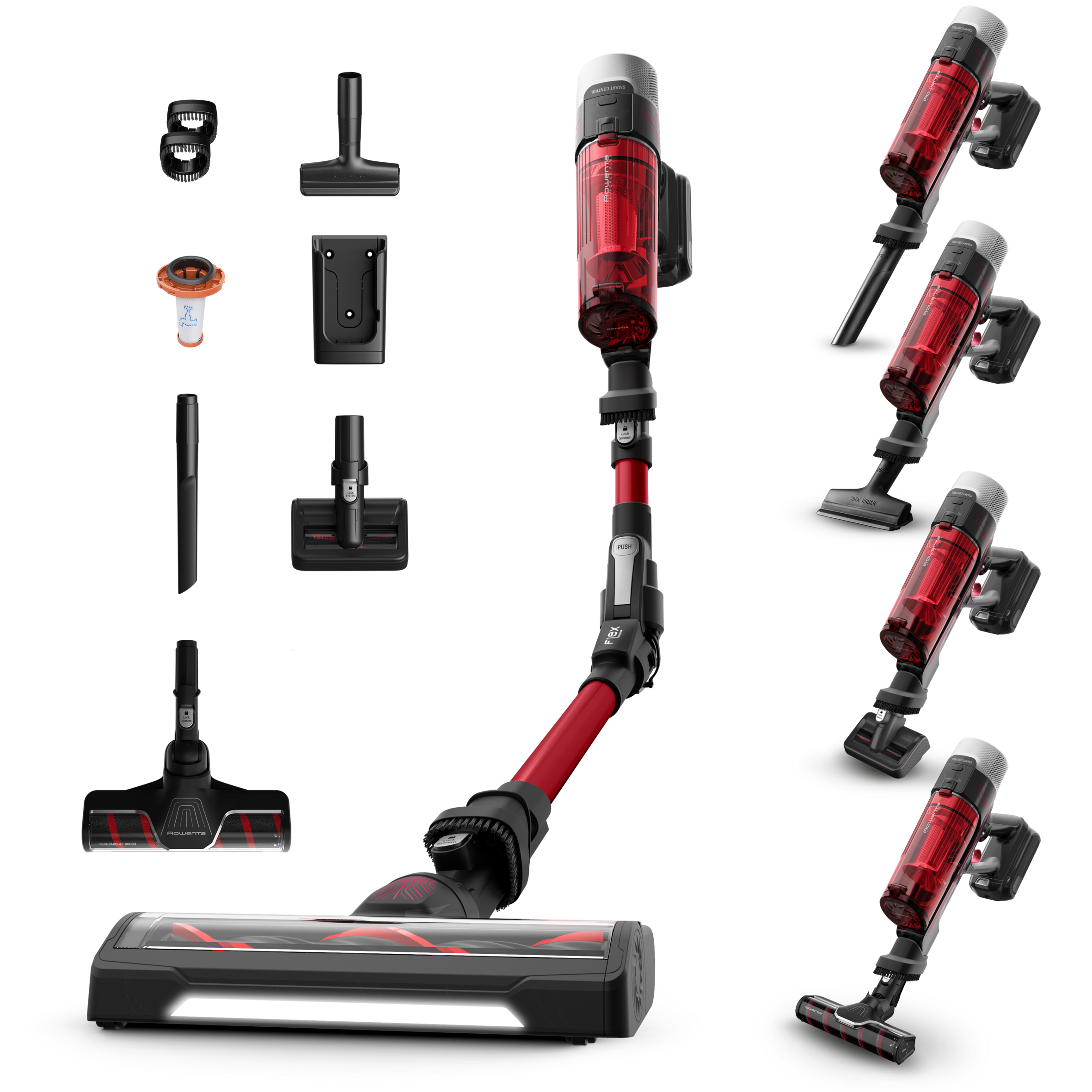 X-Force Flex 9.60 Animal care de Rowenta, Aspiradora escoba sin cable,100 AW, Kit Completo de Cepillos y Accesorios, Tecnología Flex, Hasta 45 Minutos de Autonomía