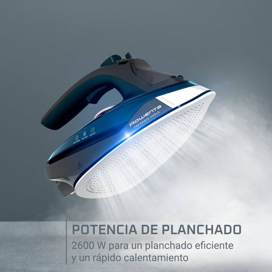 Freemove Force, Plancha de Vapor Sin Cable, 2600 W, Golpe de Vapor 220 g/m, Azul y Negra