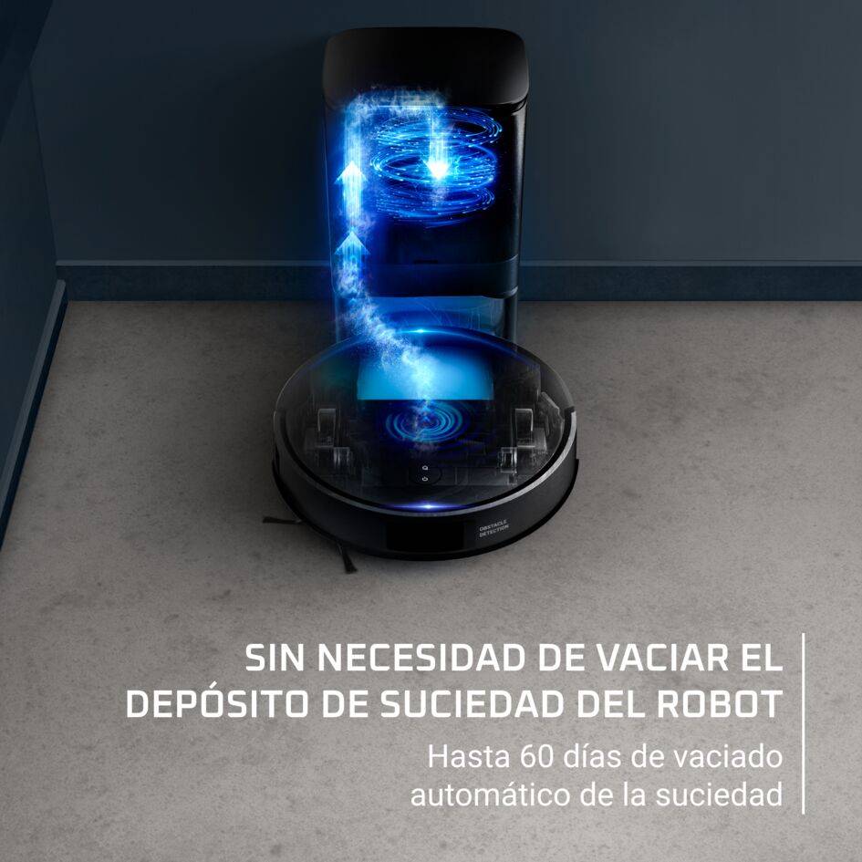 X-Plorer Serie 135+ de Rowenta, Robot aspirador, Detección de Obstáculos Bajos, Vaciado Automático, Navegación inteligente, Sistema Smart Aqua Power