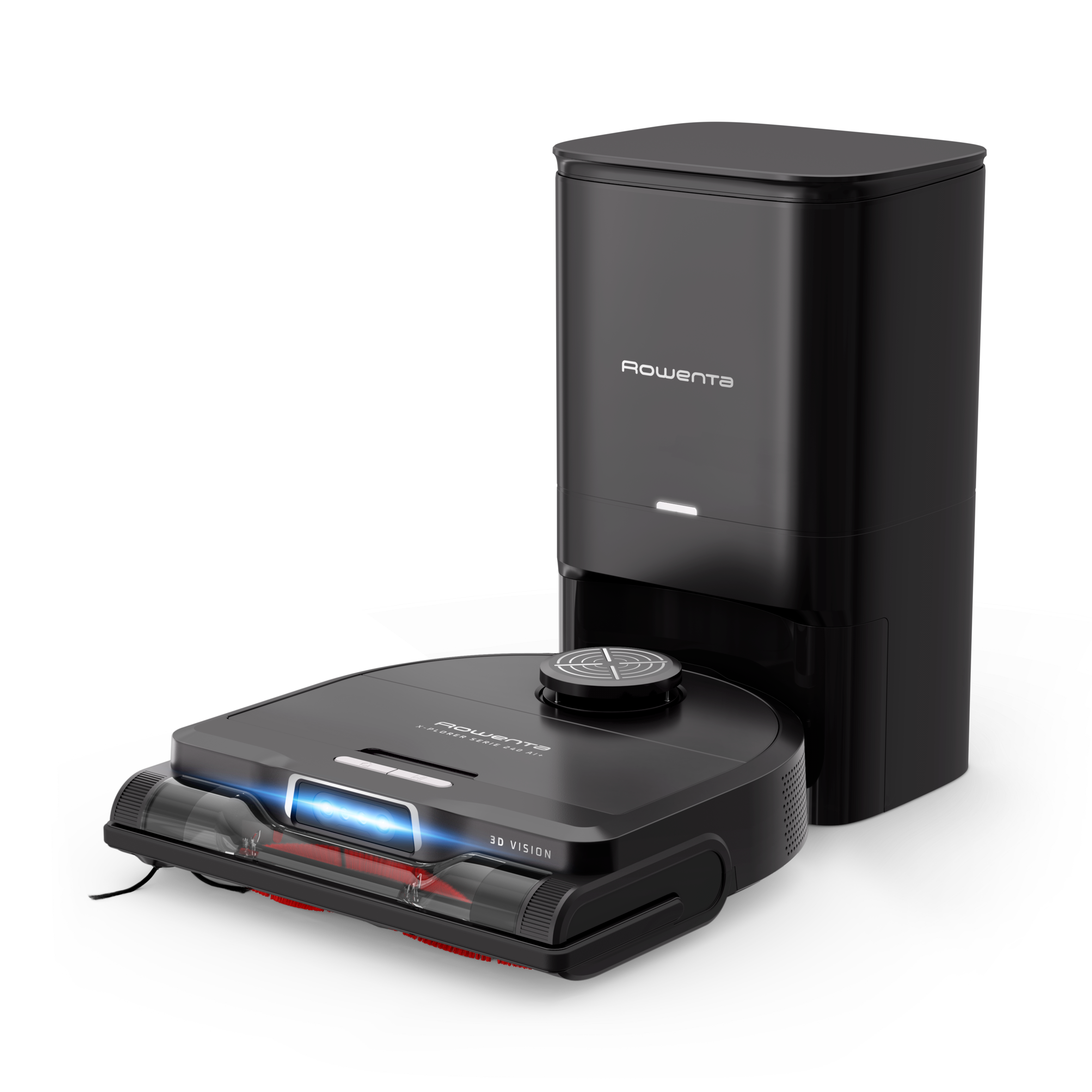 X-Plorer Serie 240+ AI de Rowenta, Robot Aspirador, Modelo Animal & Allergy, Cepillo Eléctrico Animal de Gran Formato, Mopa Vibratoria, Diseño de ángulo recto para acceder a todos las esquinas