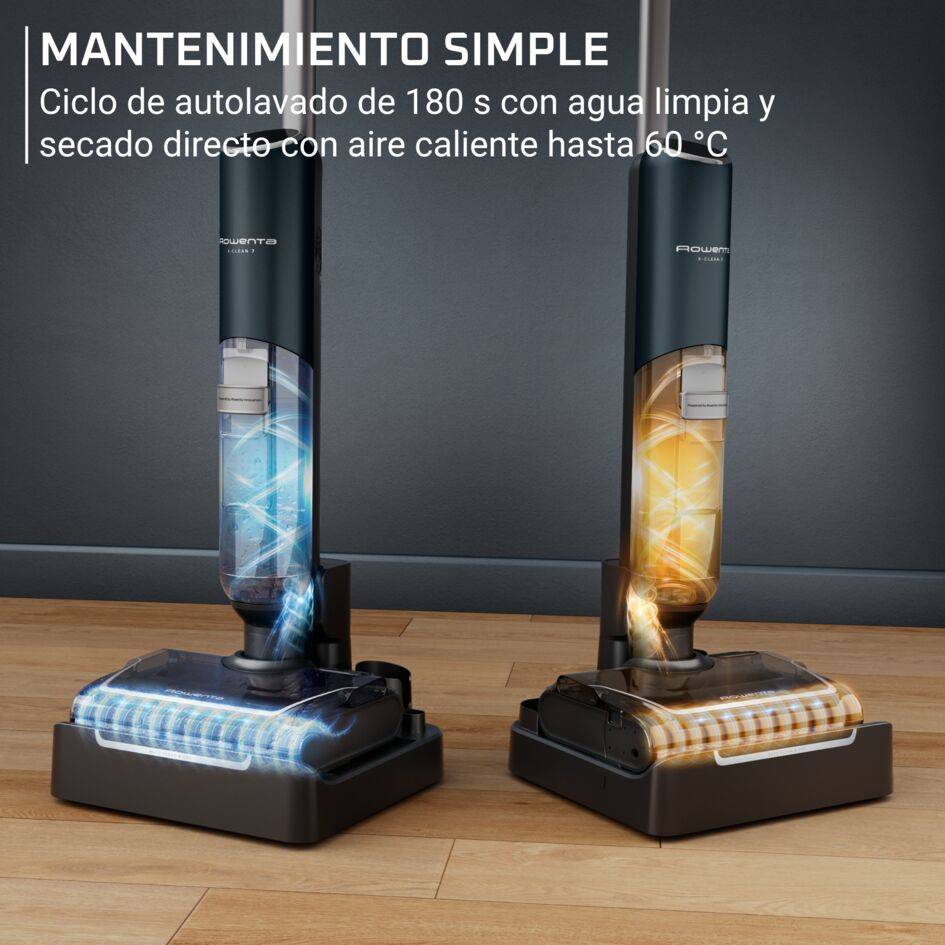 X-Clean 7 de Rowenta, Fregona Eléctrica Sin Cable, Tecnología Wet & Dry,  Luces Led, Gran Autonomía, Autolimpieza, Sistema antienredos
