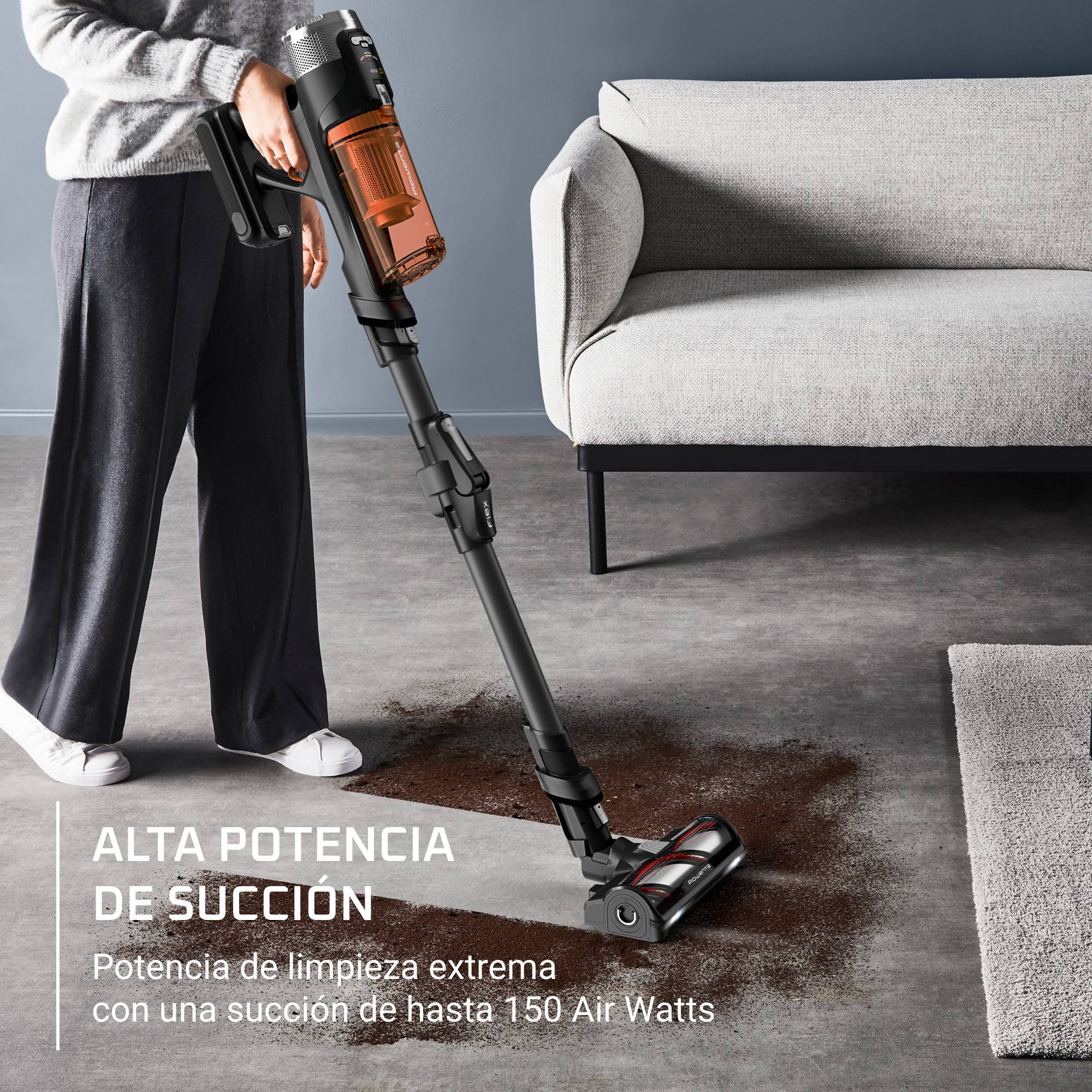 X-Force Flex 13.60 de Rowenta, Aspiradora Escoba sin cable, Modelo Allergy, Gran Autonomía, Limpieza Inteligente