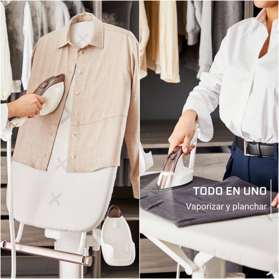 IXEO Vision de Rowenta, Plancha y Cepillo de vapor todo en uno, Tabla multiposición, LED Vision, Salida de vapor de hasta 80&nbsp;g/min y un potente golpe de vapor de 200&nbsp;g/min, QR1811F0