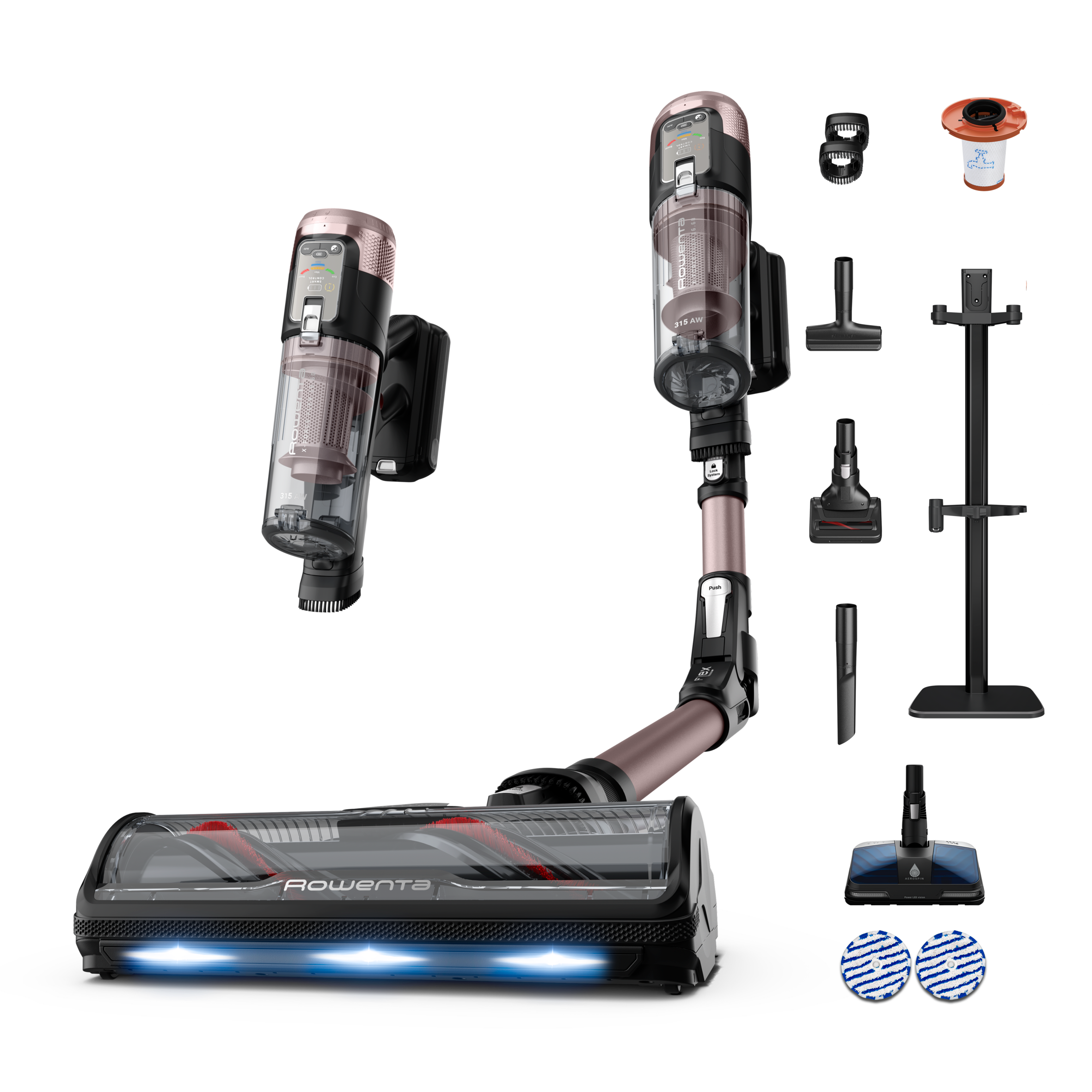 X-Force Flex 16.60 de Rowenta, Aspiradora escoba sin cable, aspiración extrema, 315&nbsp;AW, gran autonomía, con luces led, ligera y flexible