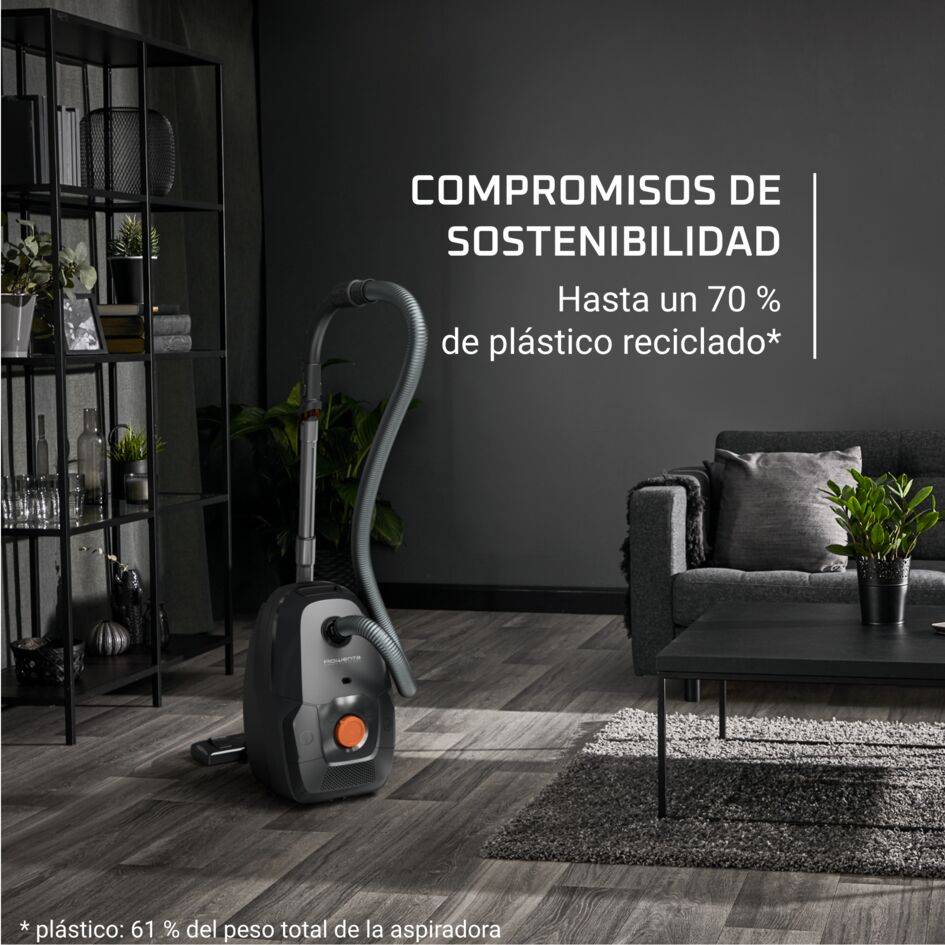 Green Force Max de Rowenta, Aspiradora con bolsa, Motor de Bajo Consumo, 900&nbsp;W, Diseño Compacto, Radio de Acción de 12