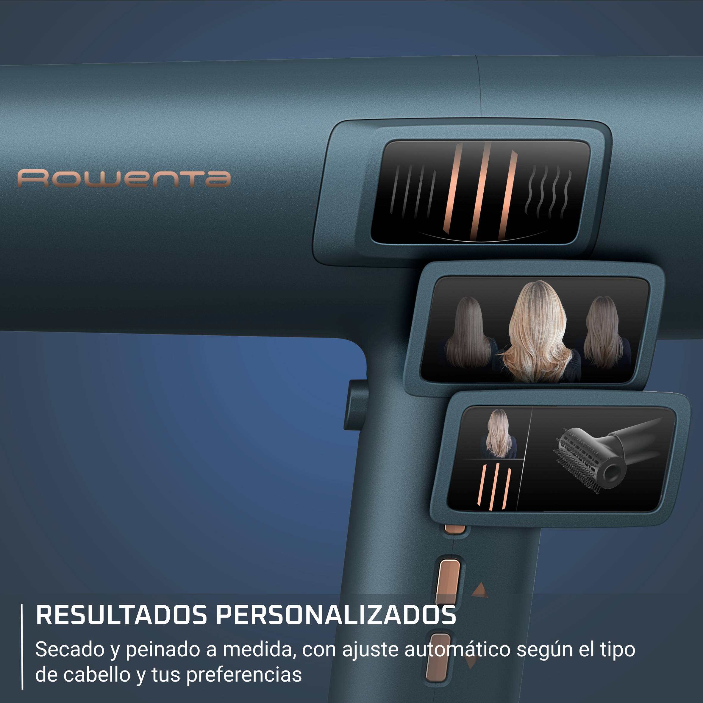 Maestria For You, Secador de pelo, Pantalla LED integrada, 225 km/h, 6 accesorios, Estuche premium