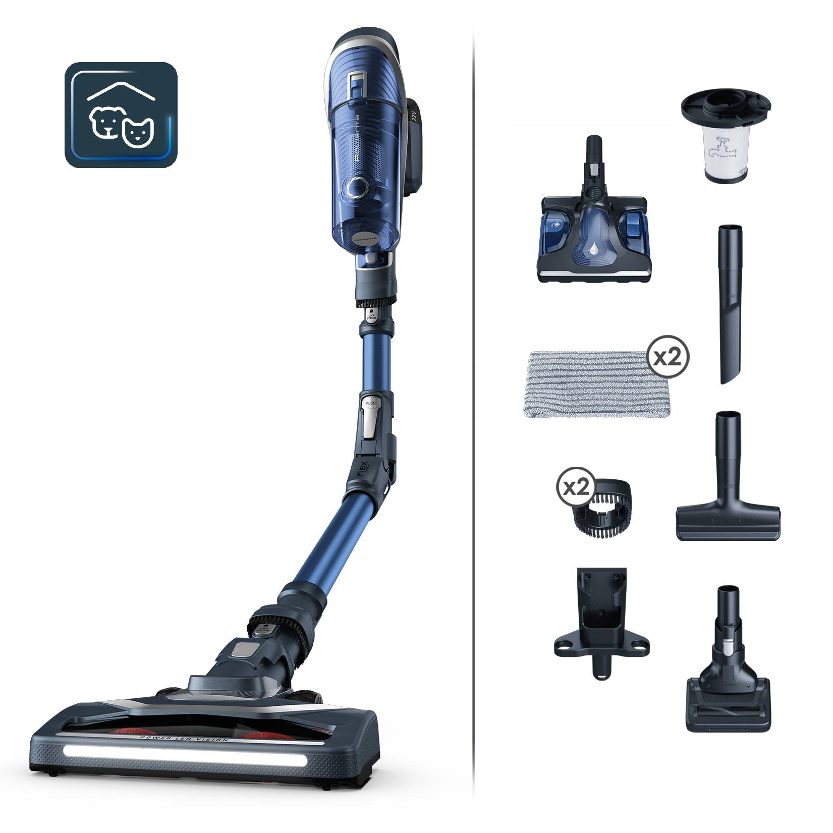 X-Force Flex 8.50 Aqua, Aspiradora sin cable, 185 W, Batería 22V, Azul