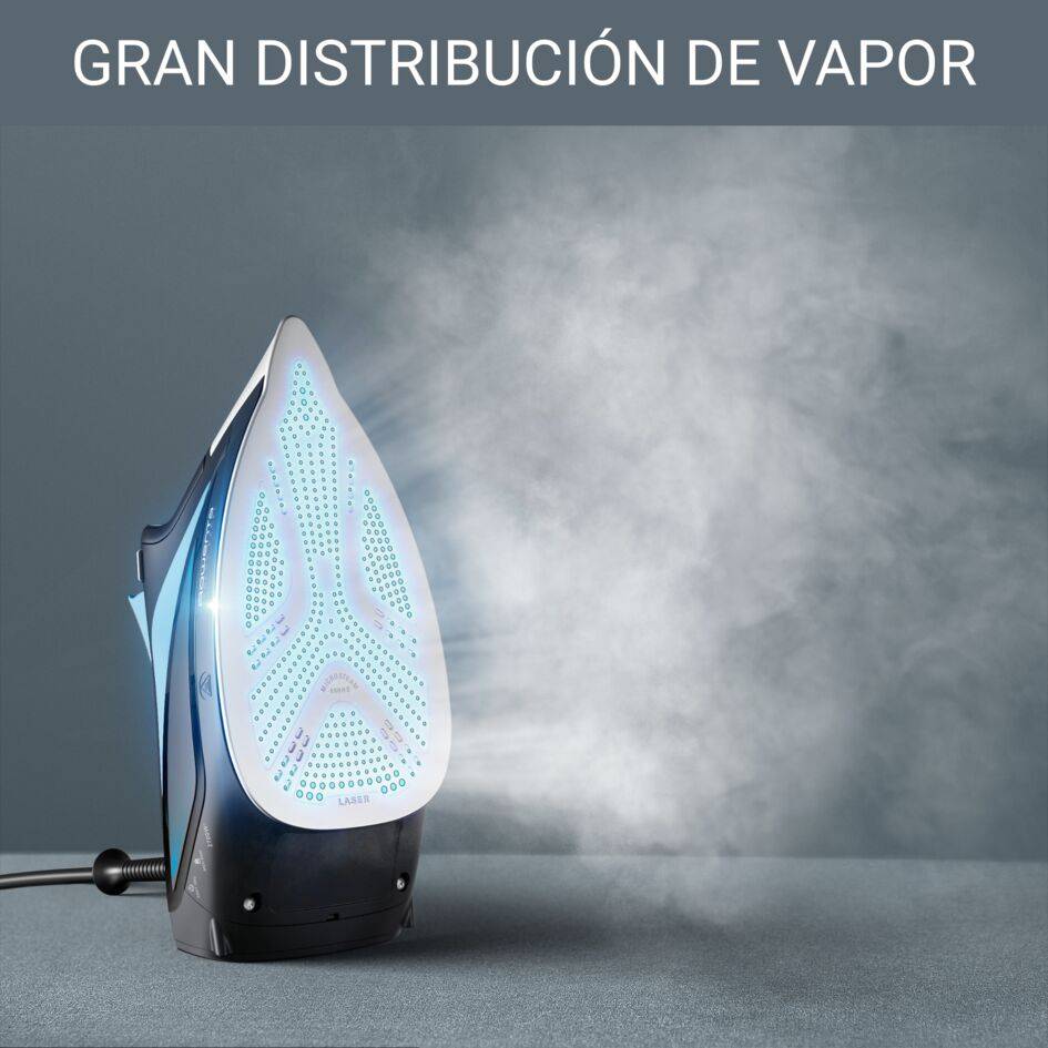 Focus Excel, Plancha de vapor, Gran distribución de vapor, Golpe de 180 g/min, Negra y azul