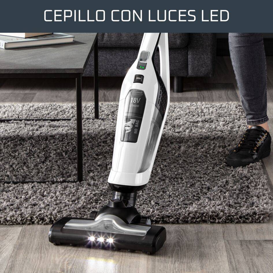 Dual Force 2 en 1, Aspiradora sin cable y de mano, Plegable, 18 V, Blanca