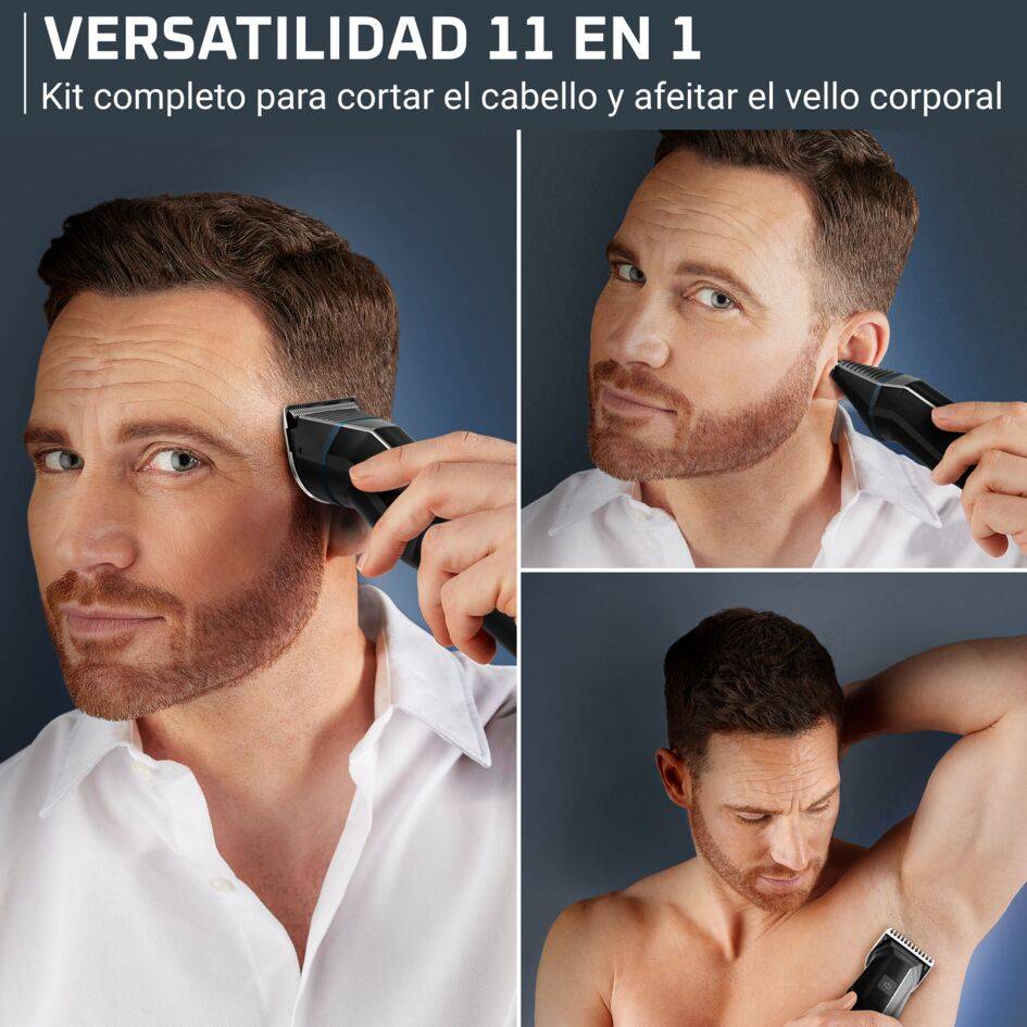 Recortadora 11 en 1, Para Barba, Pelo, Orejas, Nariz y Cuerpo, 270min, Cortapelos Hombre con cuchillas afiladas de acero inoxidable con alto carbono, motor 7500 RPM, gran precisión