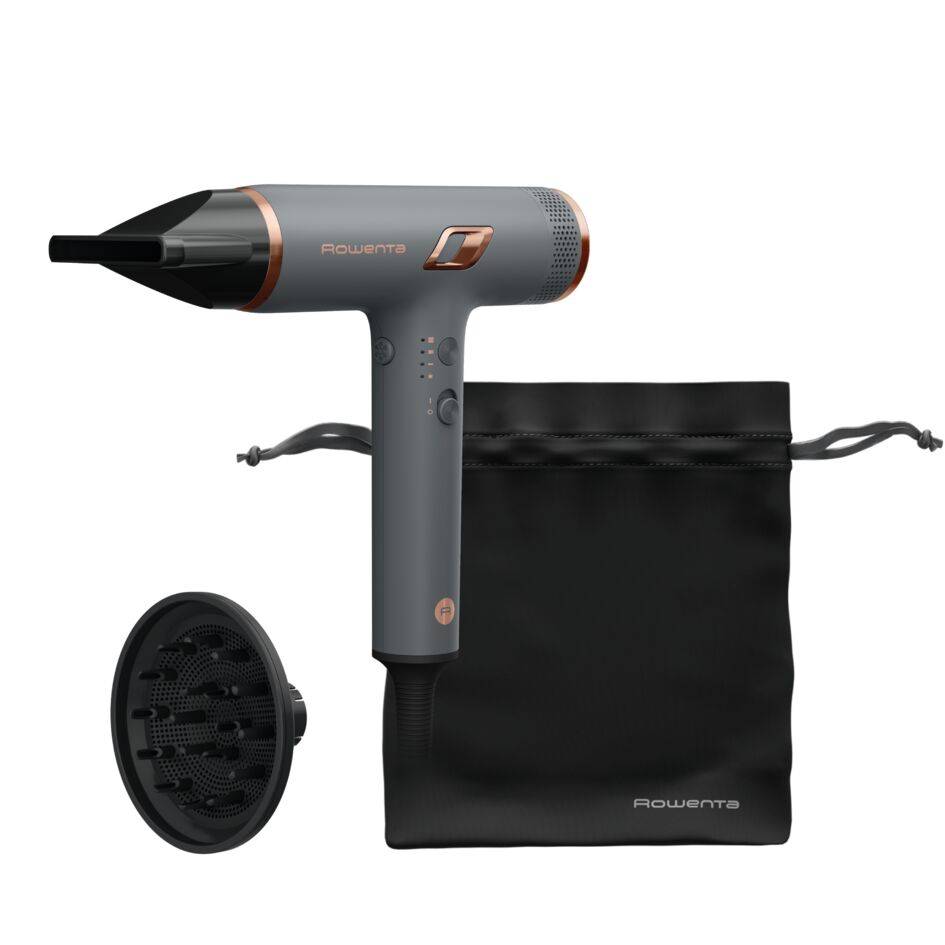 Nano de Rowenta, Secador de Pelo, Tecnología de Motor de Alta Velocidad, Flujo de Aire de más de 266&nbsp;km/h, Diseño Compacto, Gris