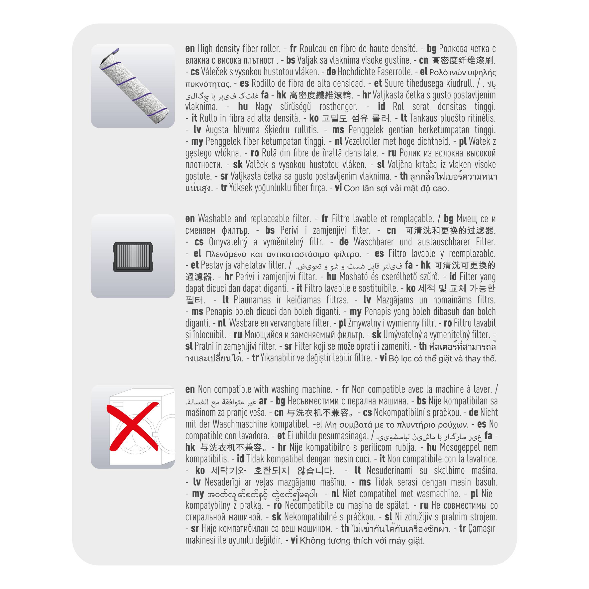 Kit de accesorios para X-Clean 10 de Rowenta, Rodillo y filtro, 10 ZR336A01