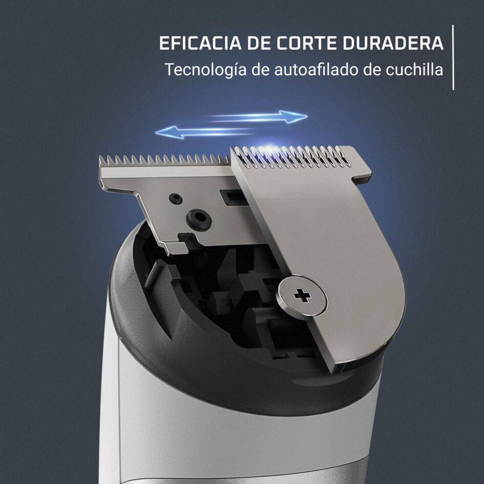 Trim & Style 8 en 1 de Rowenta, Multiaccesorios para hombres, Cuchillas de acero inoxidables, 6 peines fijos