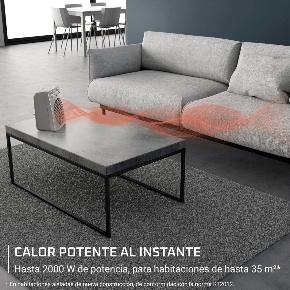 Compact Power de Rowenta, Radiador, Tamaño compacto, Modo eco y turbo, Función ventilador, 2000 W, Gris