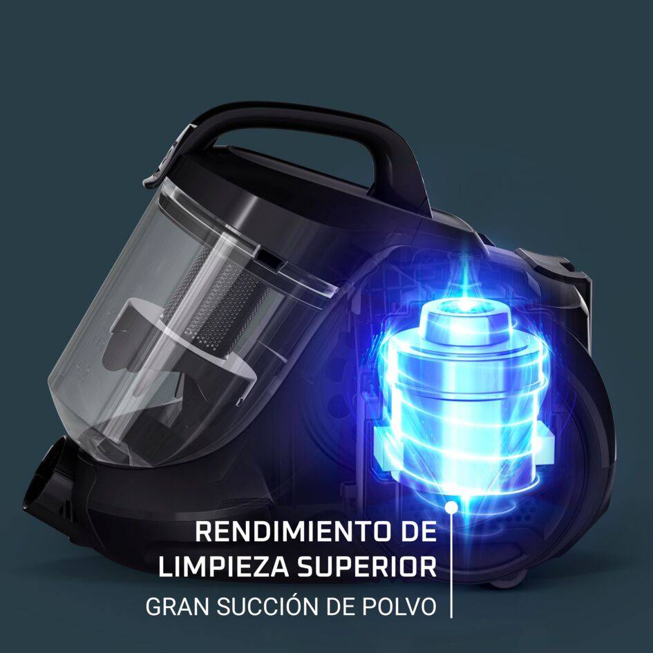 Compact Power Cyclonic de Rowenta, Aspiradora sin bolsa, kit clásico, filtración avanzada, gran recogida de polvo, compacta RO3725EA