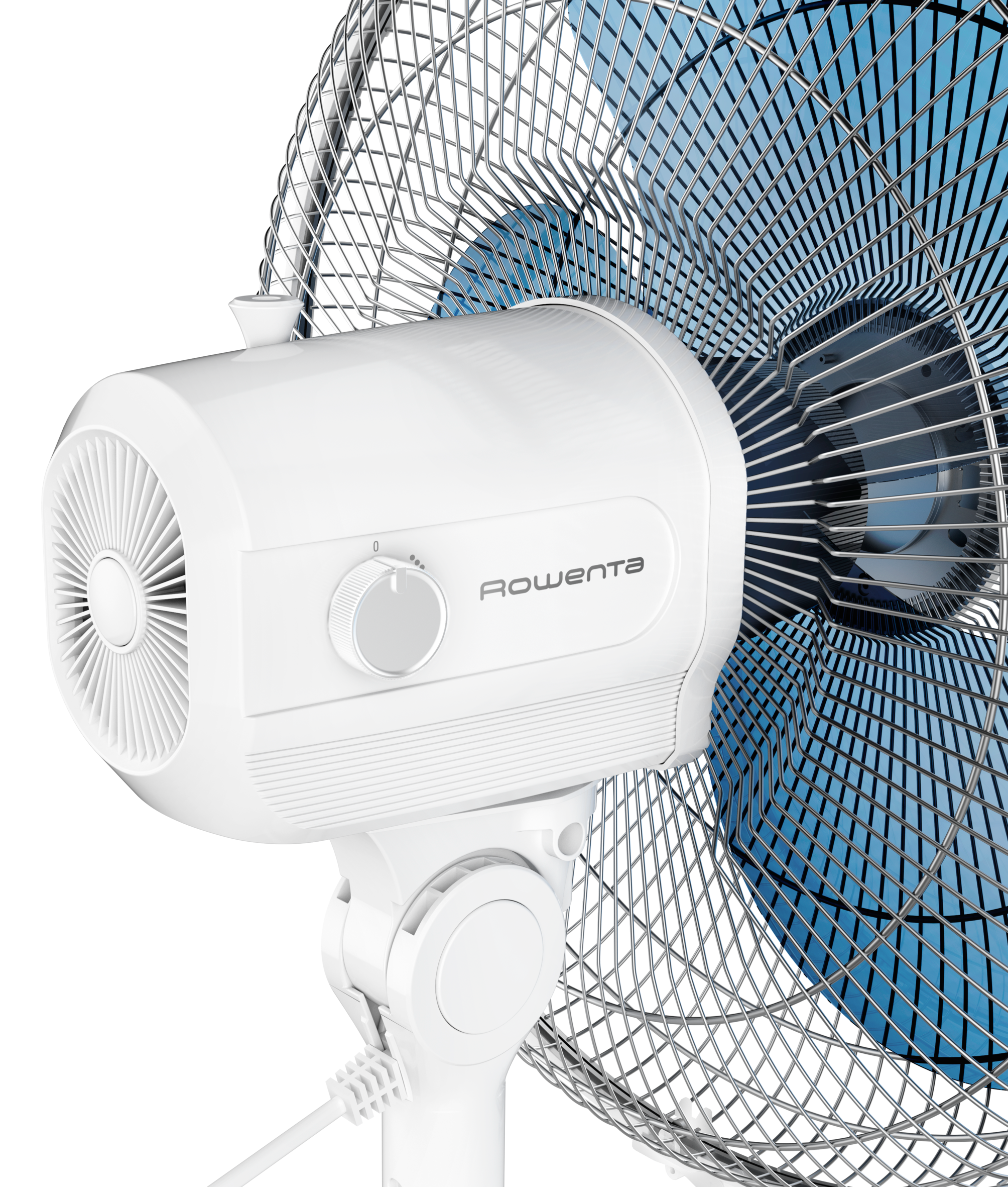 Essential + de Rowenta, Ventilador de pie, Modo silencioso, 3 velocidades, Compacto, Oscilación y orientación ajustables, Altura regulable