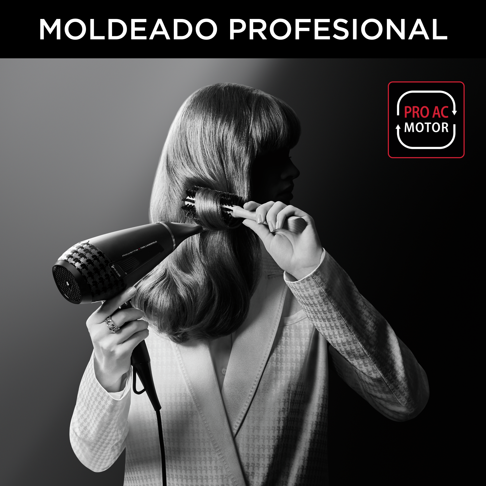 K/Pro Stylist Karl Lagerfeld, Secador de pelo, Motor AC, 2200 W, Keratin & Glow