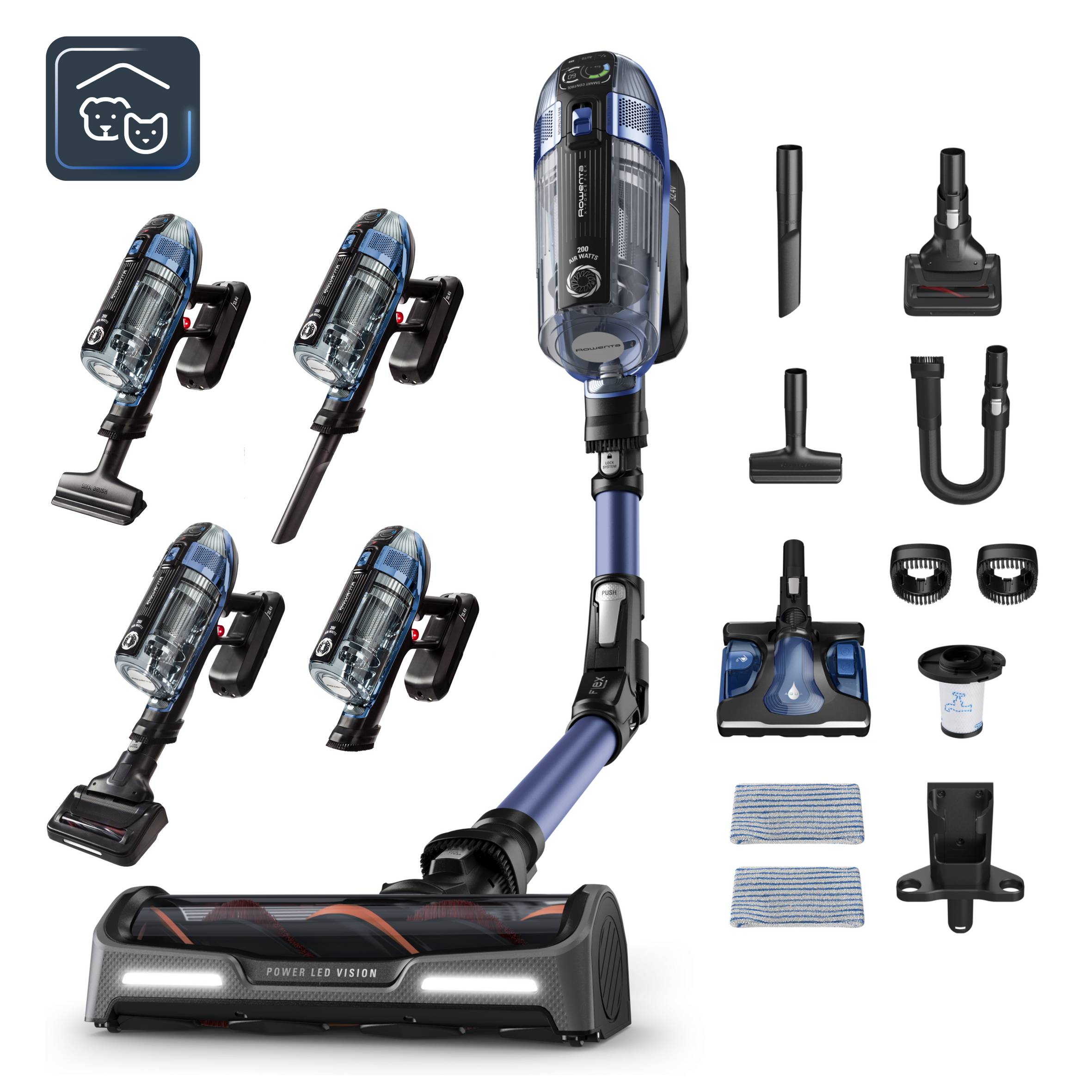X-Force Flex 14.60 Aqua, Aspiradora sin cable,  Potente succión hasta 200 Watts de aire,  Sistema Flex