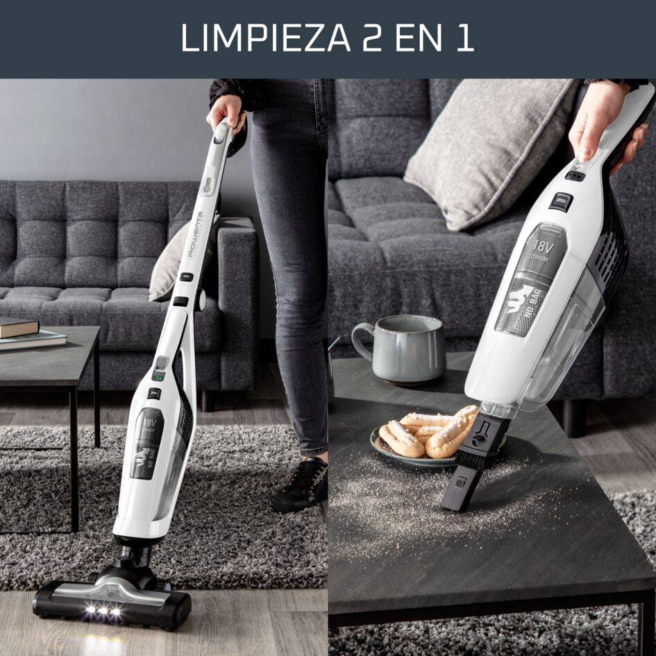Dual Force 2 en 1, Aspiradora sin cable y de mano, Plegable, 18 V, Blanca