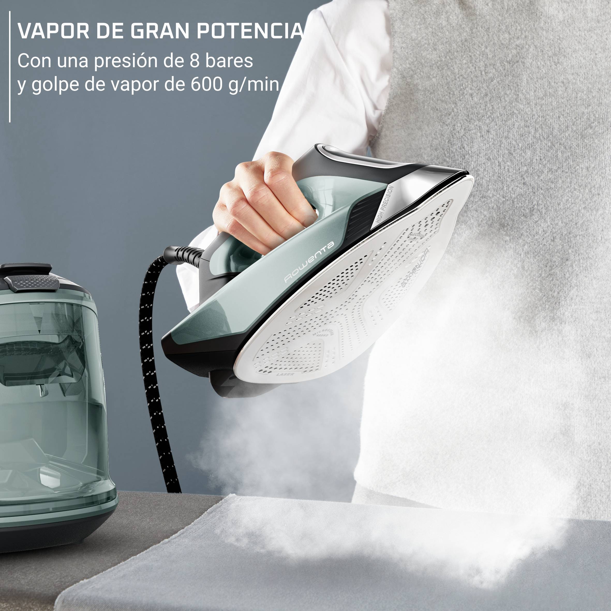 Force Pro 500 de Rowenta, Centro de planchado, golpe de vapor de 600 g/minuto, 8 bares, tecnología Quicksteam, ahorra energía
