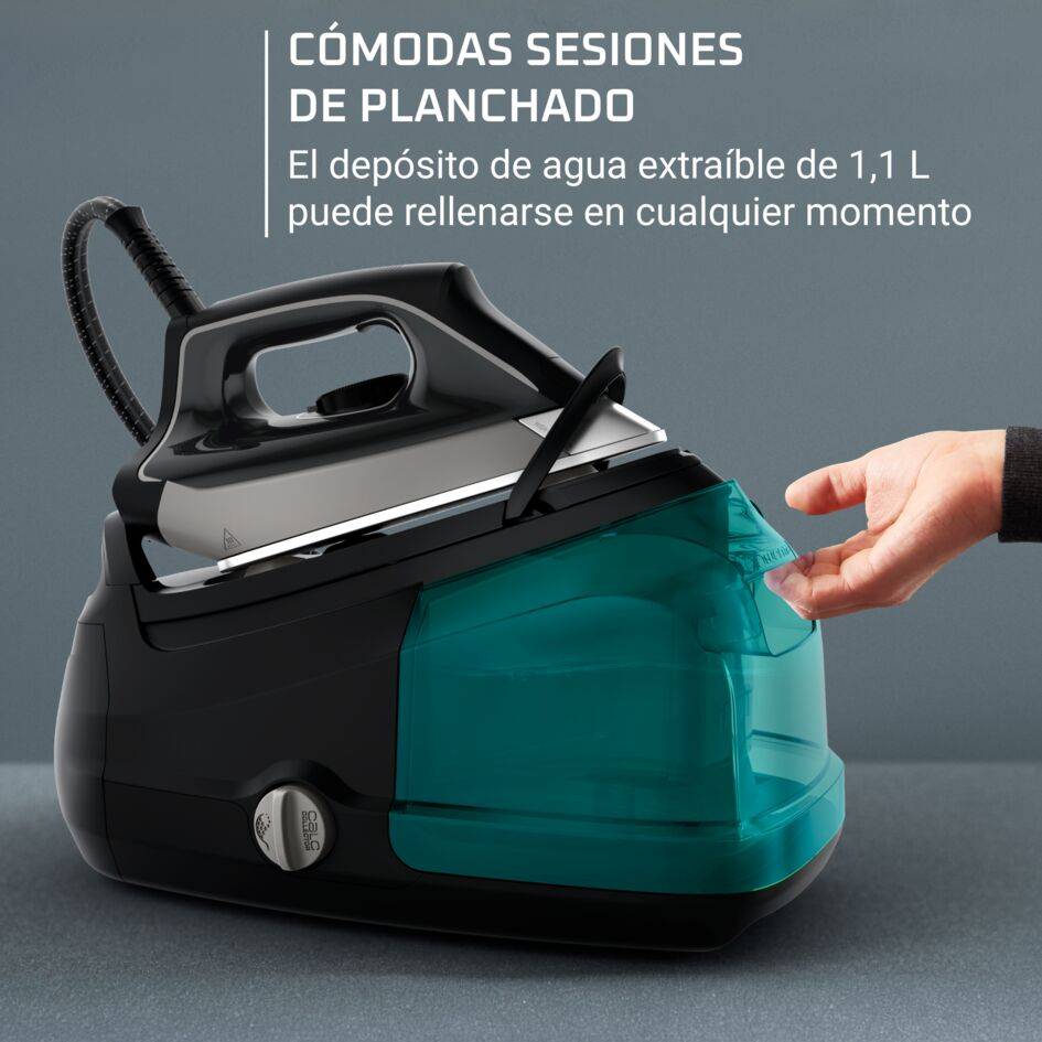Rowenta Perfect Steam Pro, Centro de Planchado, 7,2 bares, Golpe de Vapor de 460 g/min, Suela Premium, Depósito de Agua Extraíble de 1,1 L, Modo ECO