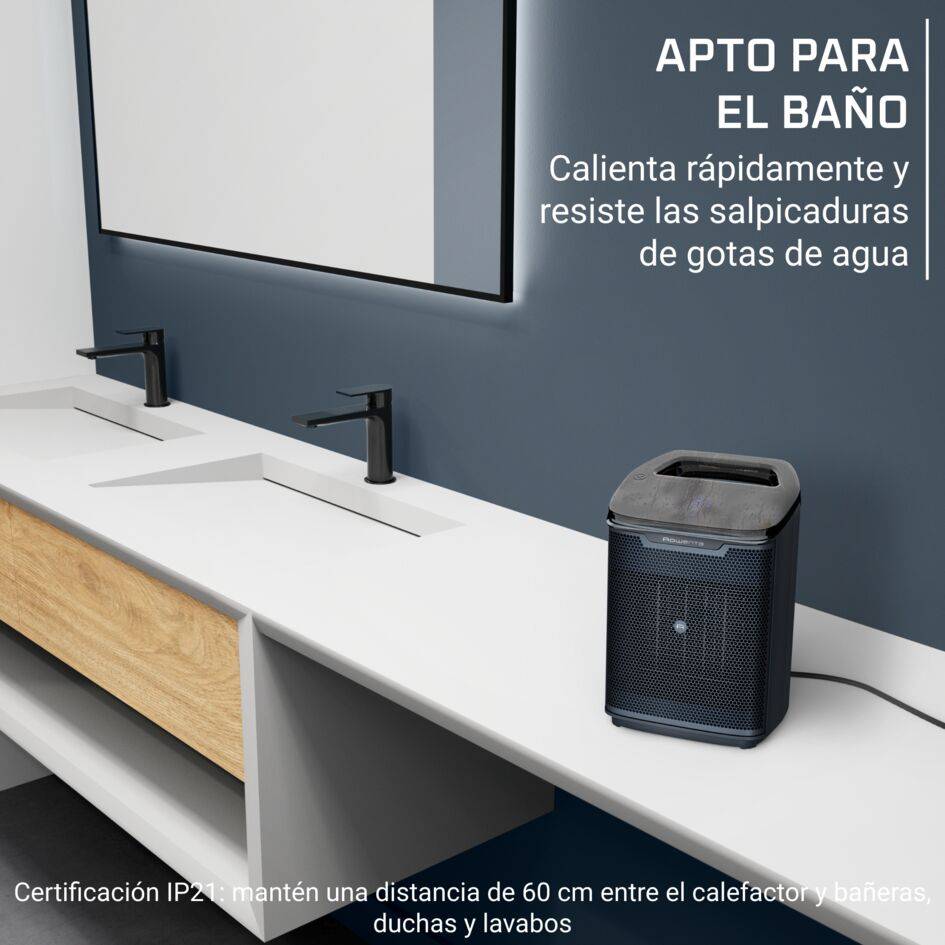 Intense Comfort&nbsp;+ Aqua de Rowenta, Calefactor de baño, 2000&nbsp;W, Tecnología Cerámica, Pantalla Digital, Ahorro energético