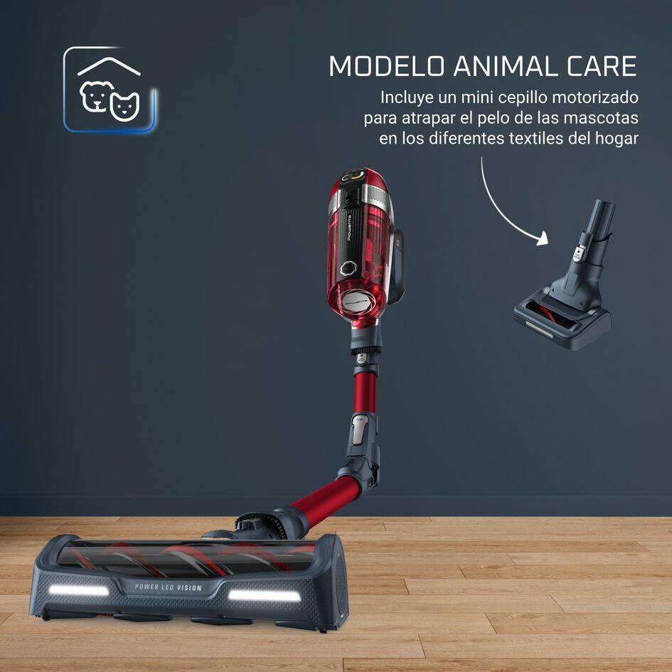 X-Force Flex 11.60 Animal Care de Rowenta, Aspiradora Escoba Sin Cable, Potencia de hasta 130 airwatts, 45 minutos de Autonomía, Batería Extraíble de 25,2 V,