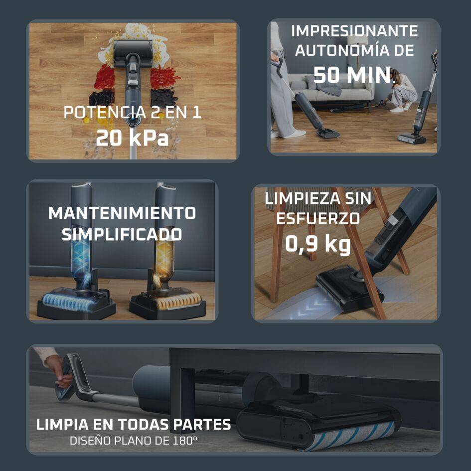 X-Clean 5 Pro de Rowenta, Aspirador Húmedo Y Seco 2 En 1, Modo De Detección Automática, Limpieza En Profundidad, Mantenimiento Sencillo