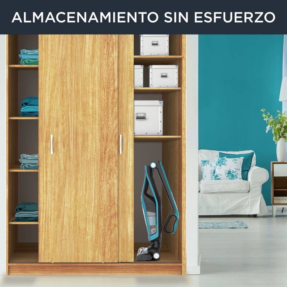 Dual Force 2 en 1, Aspiradora sin cable y de mano, Plegable, Accesorio para ranuras, Azul