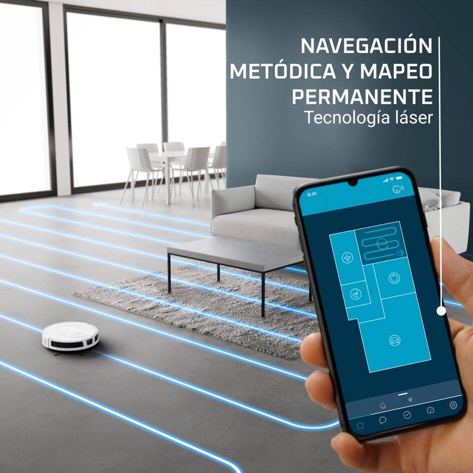 X-Plorer Serie 70+ de Rowenta, Robot aspirador, Modelo Animal & Allergy, Tecnología Láser, Limpieza Metódica, Diseño muy Compacto