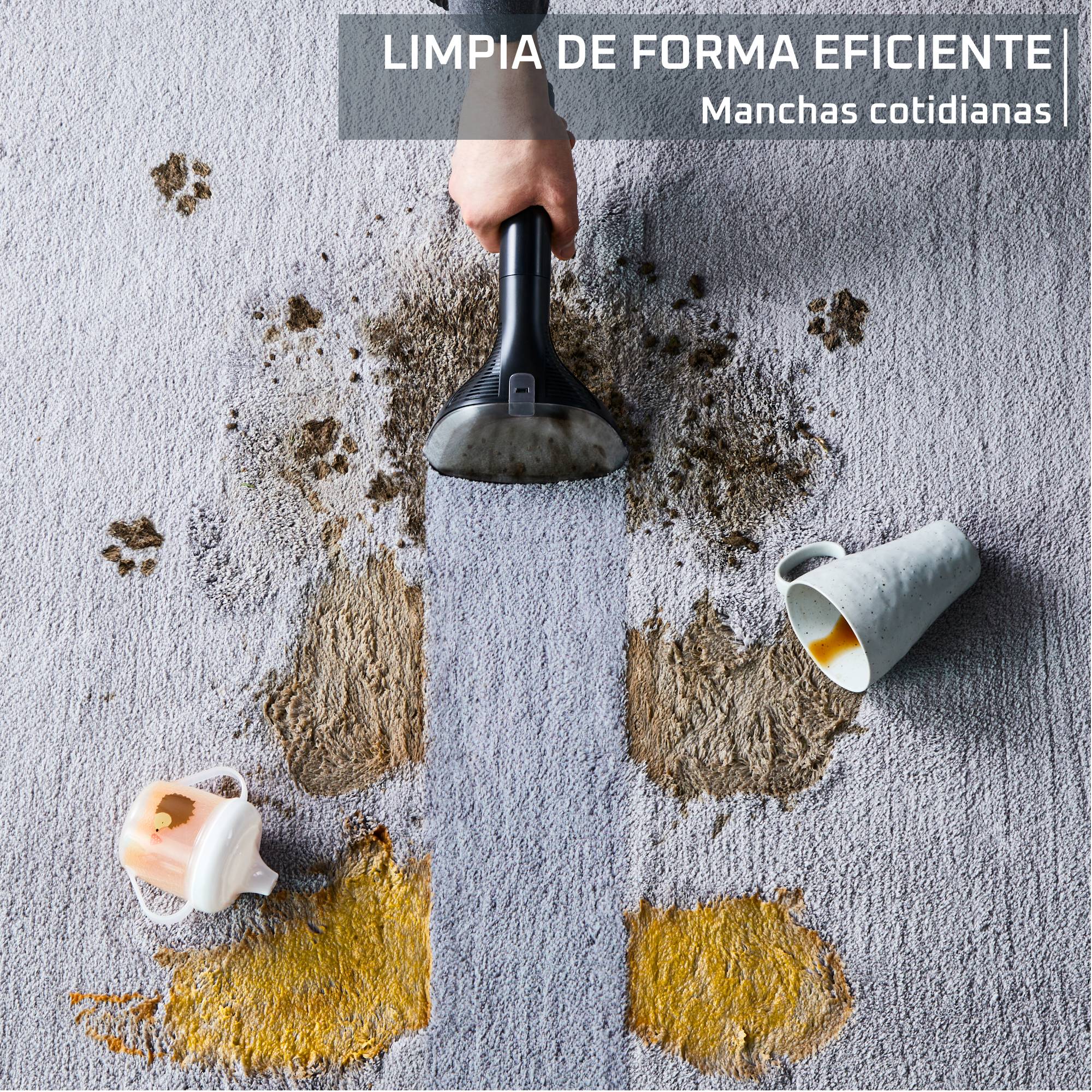 Clean It de Rowenta, Aspirador de tapicerías, Limpieza rápida de derrames y manchas, hasta 12,5 kPa, 400 W, Incluye sistema de autolimpieza, Naranja
