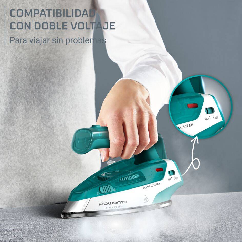 First Class de Rowenta, Plancha de vapor, Formato plegable de viaje, Compacta, Ligera, Calentamiento rápido