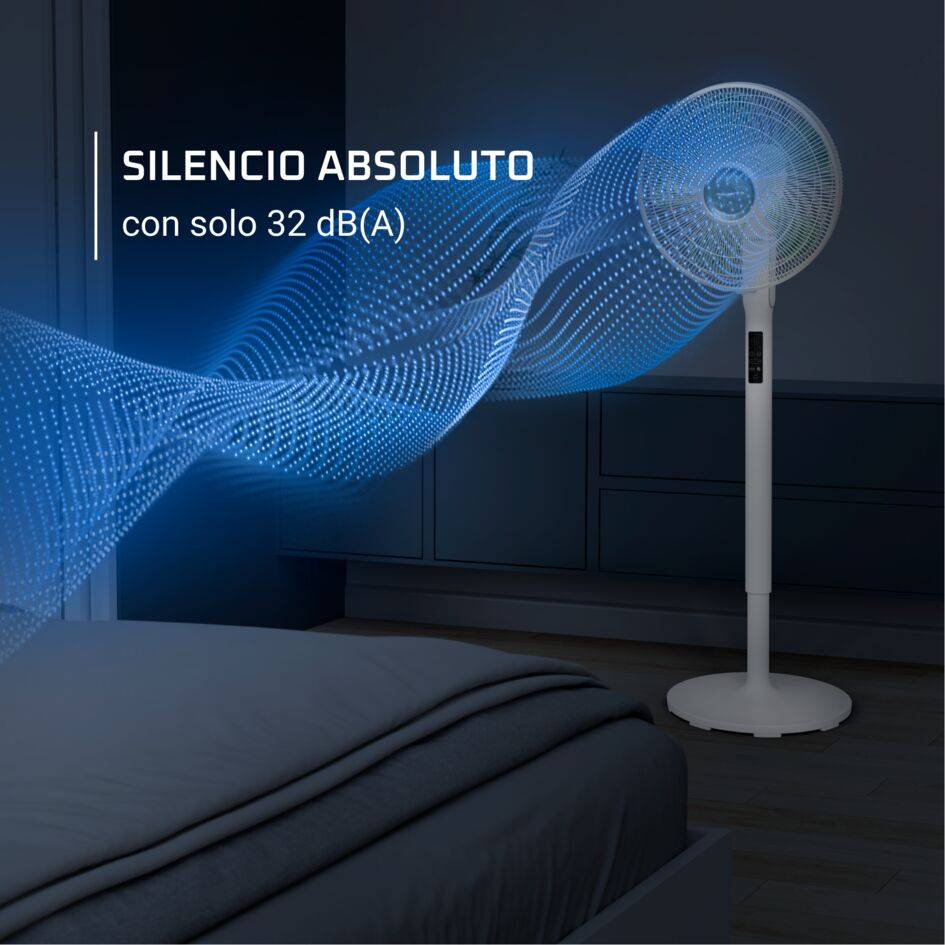 Turbo Silence Extreme +, Ventilador de pie, Potente, Silencioso, Bajo consumo