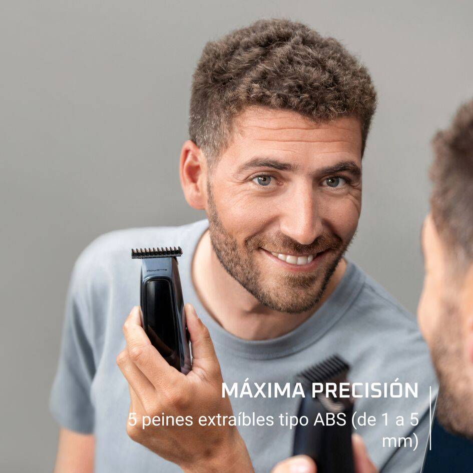 Recortadora de barba Barber Experience de Rowenta, Recubrimiento de carbono tipo diamante, Hoja en T, Gran autonomía