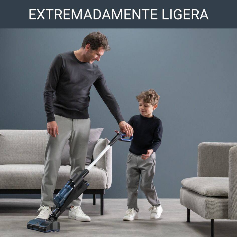 X-Combo, Aspiradora mopa híbrida sin cable, Aspira y friega, 215 W, Azul