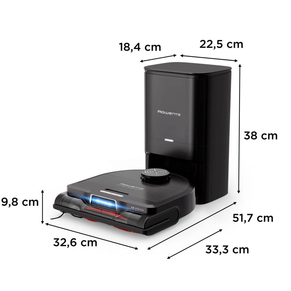 X-Plorer Serie 240+ AI de Rowenta, Robot Aspirador, Modelo Animal & Allergy, Cepillo Eléctrico Animal de Gran Formato, Mopa Vibratoria, Diseño de ángulo recto para acceder a todos las esquinas