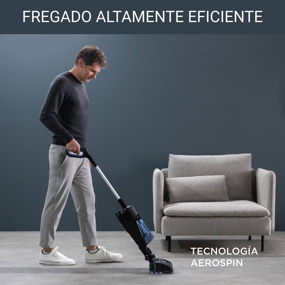 X-Combo, Aspiradora mopa híbrida sin cable, Aspira y friega, 215 W, Azul