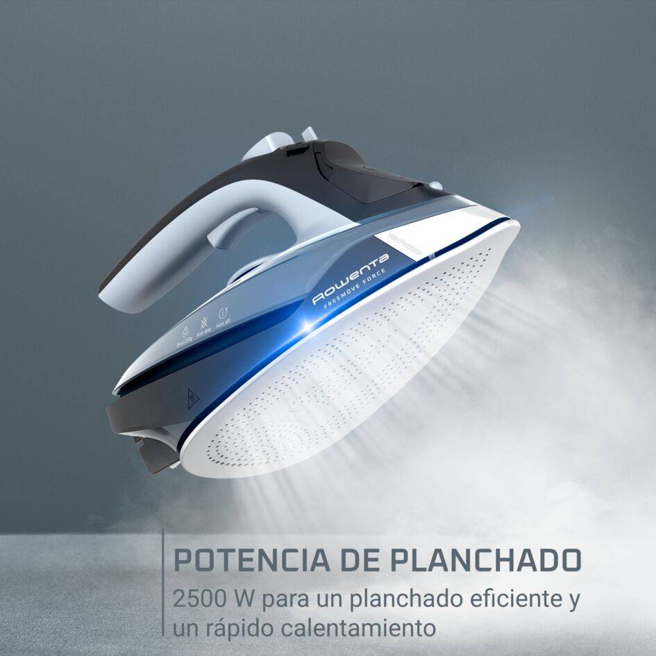 Freemove Force de Rowenta, Plancha de Vapor Sin Cable, 2600 W, Golpe de Vapor 220 g/min, Azul Claro y Negro