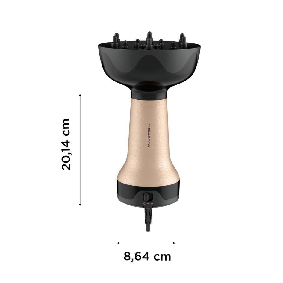 Curl Harmony de Rowenta, Difusor de aire caliente, 3 en 1, Para cabellos rizado, Diseño ergonómico, 3 accesorios y neceser
