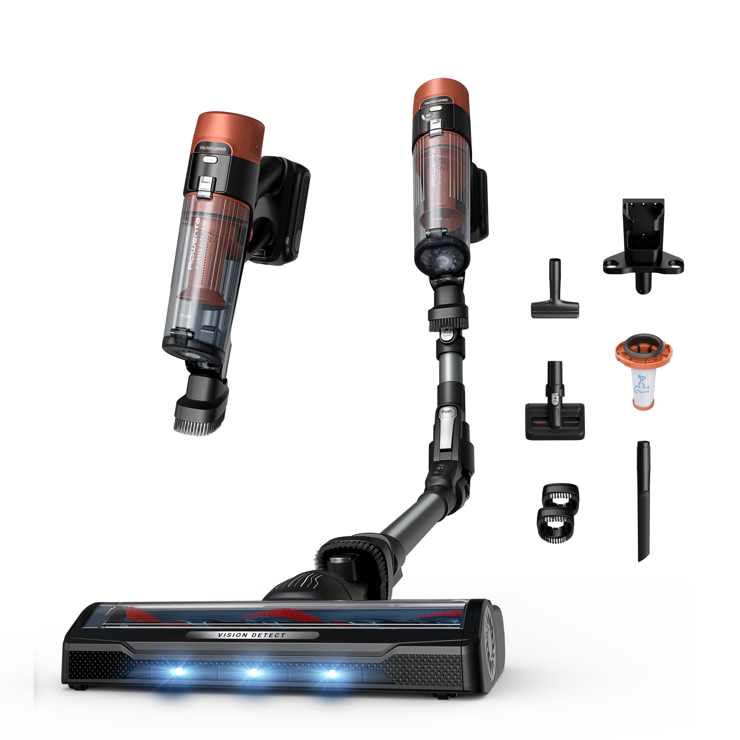 X-Force Flex 10.80 de Rowenta, Aspiradora Sin Cable,120 AW, con LEDs azules, potencia de succión de hasta 120 AW, Modelo Animal Care