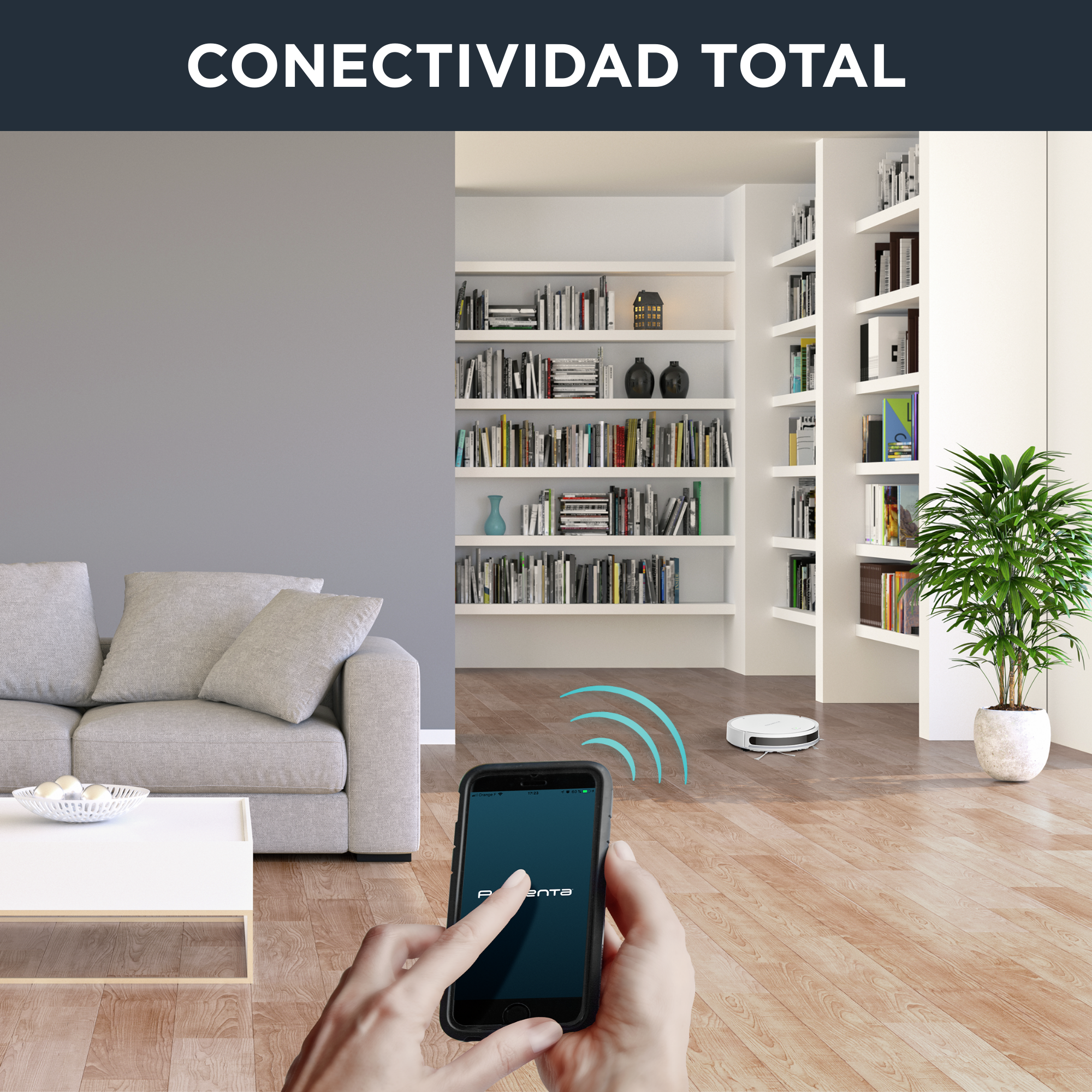 X-Plorer Serie 40 de Rowenta, Robot Aspirador, Cepillo Animal Turbo, Aqua Force, Mopa, Kit de Limpieza con Cinta Magnética, Diseño Conectado, Sistema de Navegación, 3 Modos de Limpieza