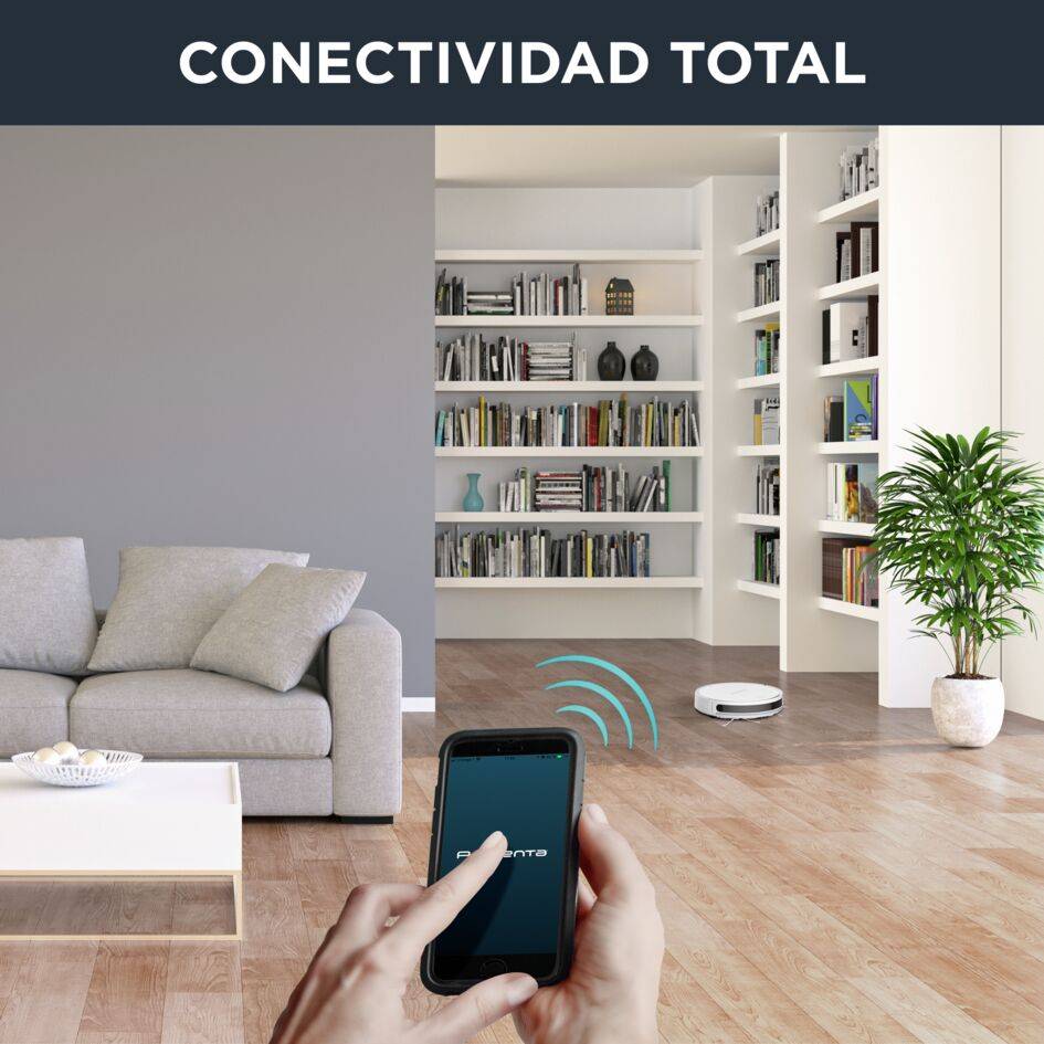 X-Plorer Serie 40 de Rowenta, Robot Aspirador, Cepillo Animal Turbo, Aqua Force, Mopa, Kit de Limpieza con Cinta Magnética, Diseño Conectado, Sistema de Navegación, 3 Modos de Limpieza