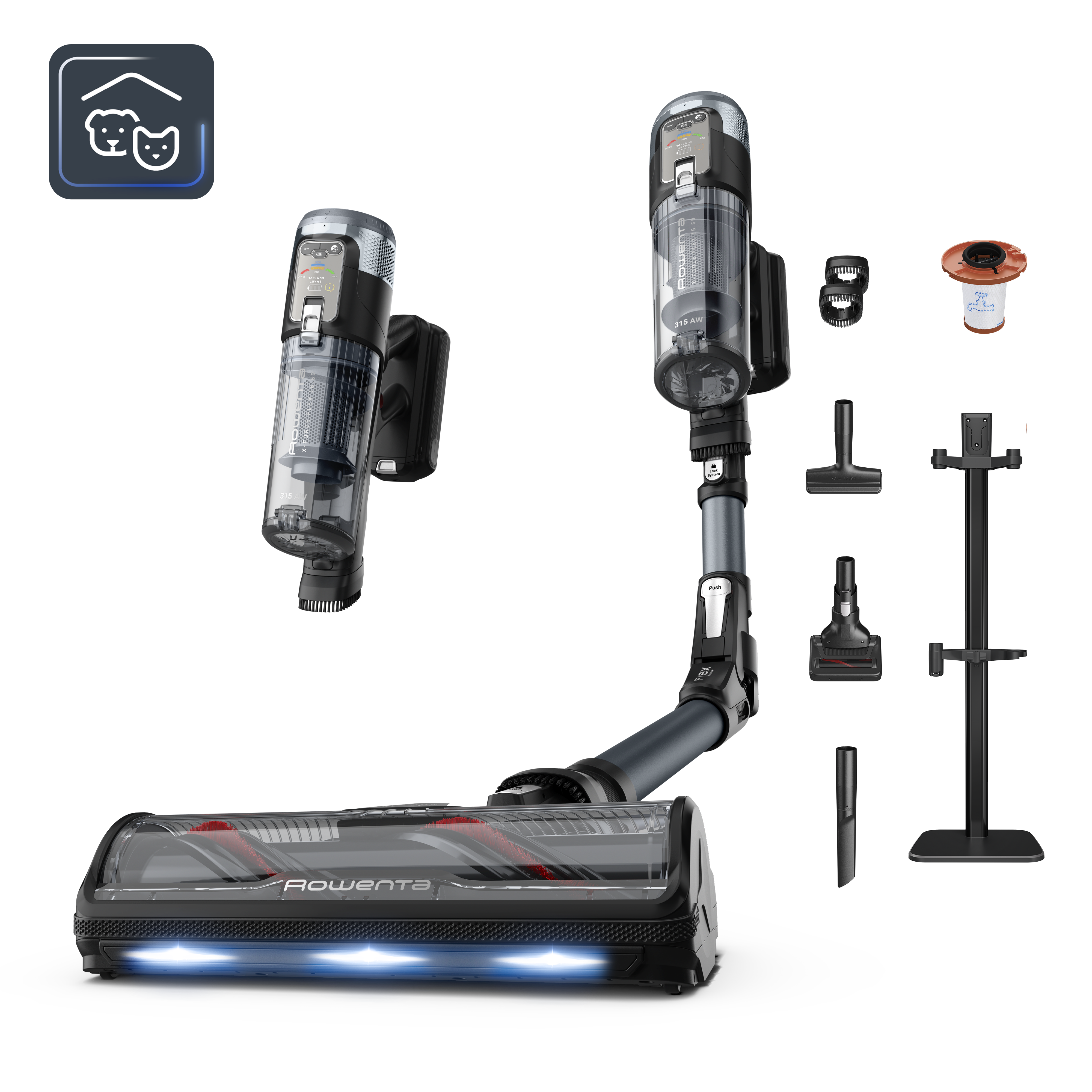 X-Force flex 16.60 de Rowenta, Aspiradora escoba sin cable, aspiración extrema, animal care, gran autonomía, 315&nbsp;AW