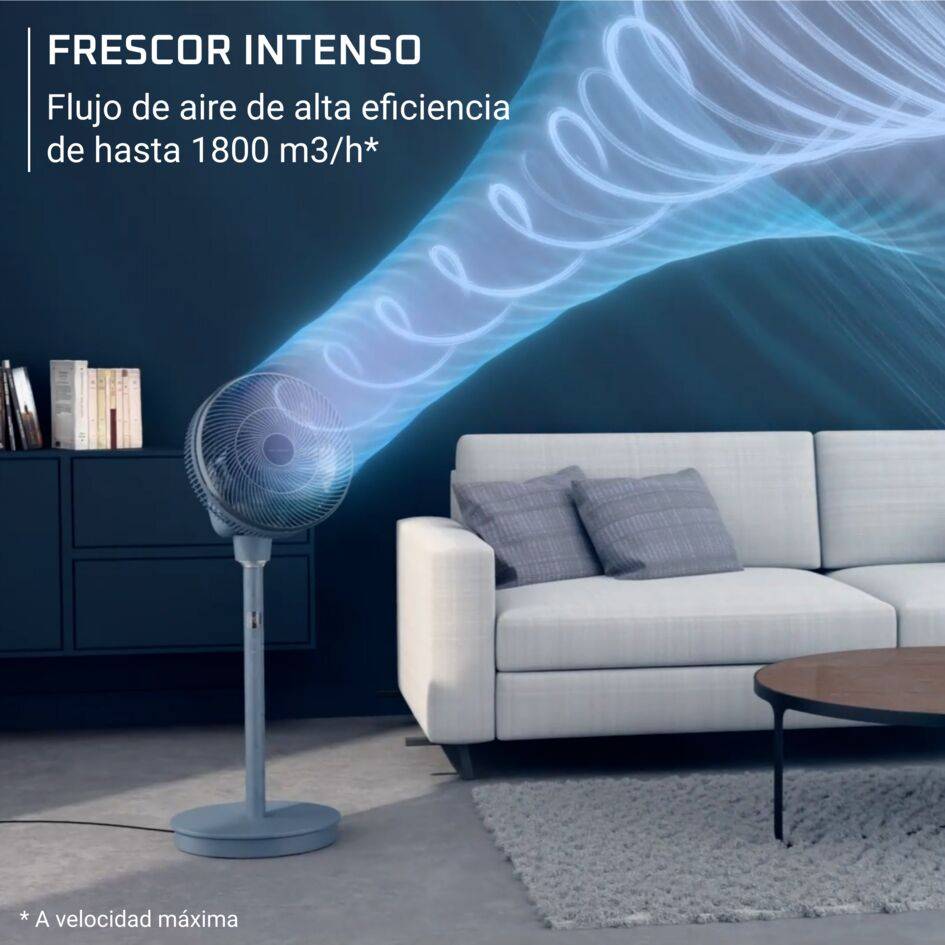 Turbo Silence Compact 3D Multiflow, Ventilador De Pie, Oscilación Multidireccional