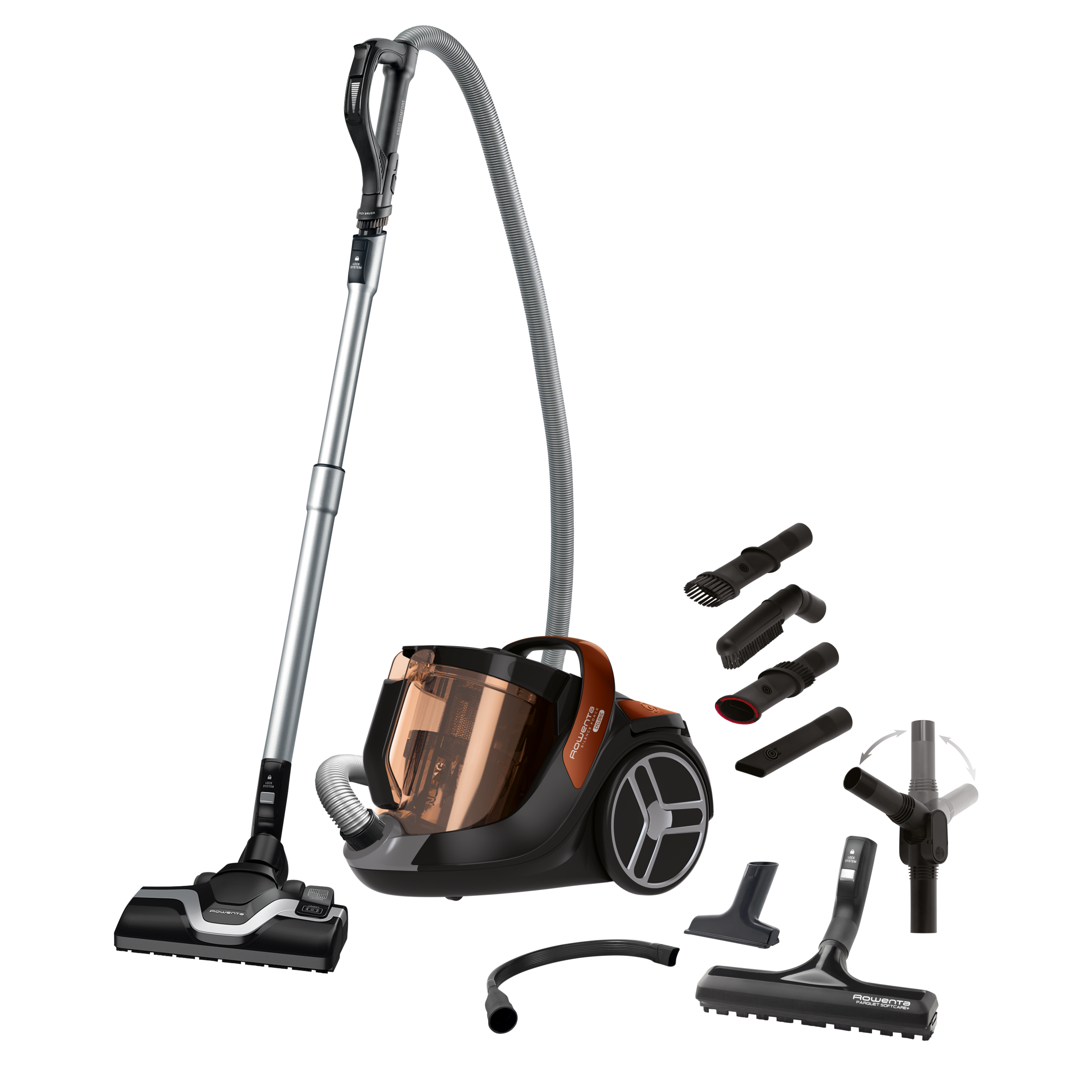 Silence Force Cyclonic, Aspiradora sin bolsa, Home and Car, Negra y naranja