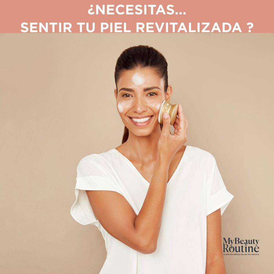 Reset & Boost Skin Duo, Limpiador y masajeador facial, 2 en 1, Dorado