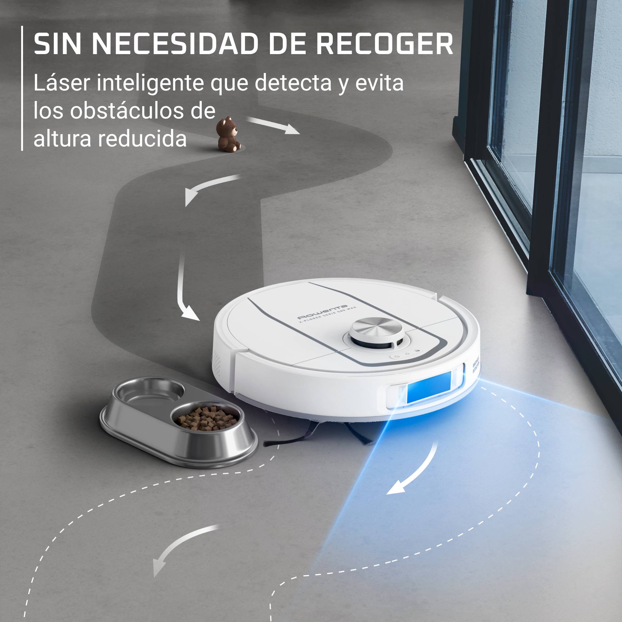 X-Plorer Serie 580 Max de Rowenta, Robot aspirador, lavado y secado automáticos de mopas, estación de vaciado automático de la suciedad, navegación inteligente