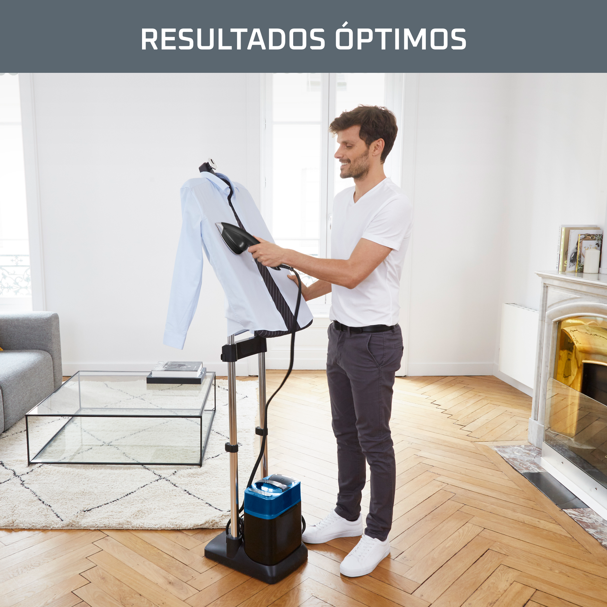 Ixeo Power, Solución de planchado, Smart Board de 3 posiciones, 5,8 bares, Golpe de 200 g/min, Azul