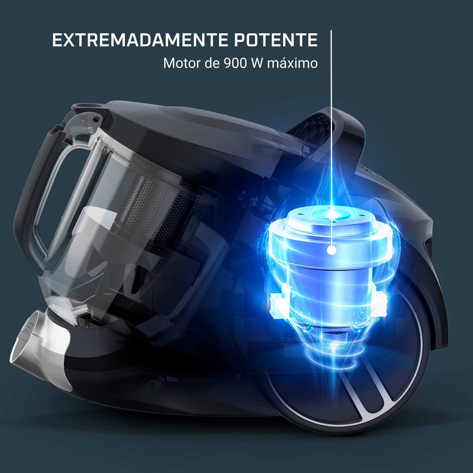Compact Power XXL de Rowenta, aspiradora sin bolsa, motor de bajo consumo (máx. 900 W), filtración ciclónica avanzada de 3 niveles, depósito de suciedad extragrande de 2,5 L, compacta,